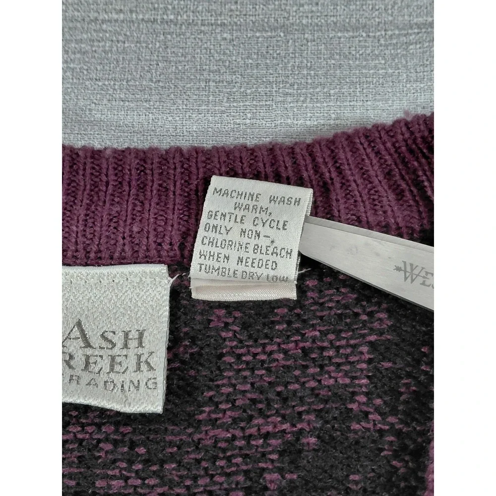 Ash Creek Trading Cable Knit Cardigan XL‎ Deep Purple Dark Academia Preppy